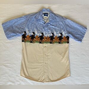 Wrangler Pearl Snap Short Sleeve Cotton Shirt Cowboy Rodeo Western Calf Roping M